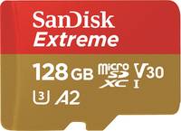 SanDisk Extreme microSDXC-Karte 128 GB Class 10, UHS-I, v30 Video Speed Class stoßsicher, Wasserdicht