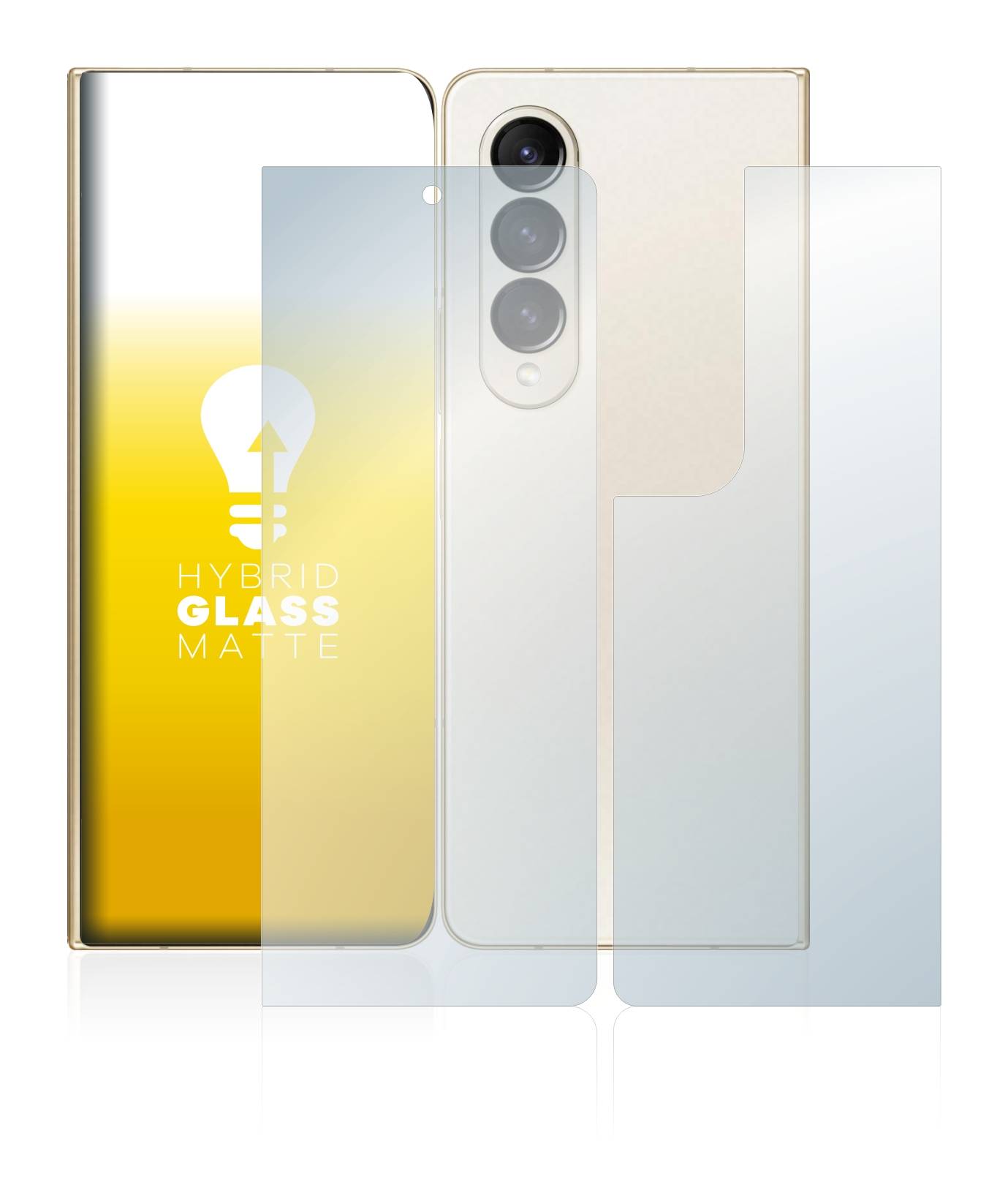 upscreen Flexible Schutz Glas Folie für Samsung Galaxy Z Fold 4 (Display+Rückseite) Schutzglas 9H Hybridglas Matt