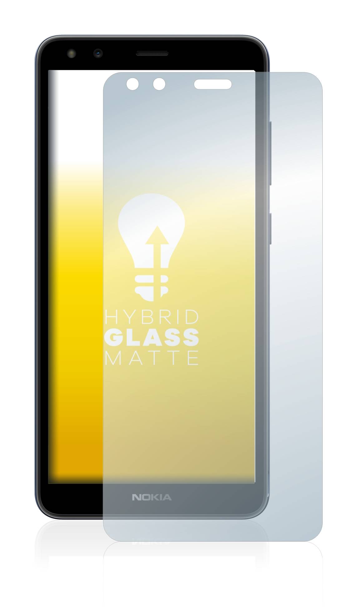 upscreen Flexible Panzerglasfolie für Nokia C01 Plus Schutzglas 9H Hybridglas Matt Entspiegelt