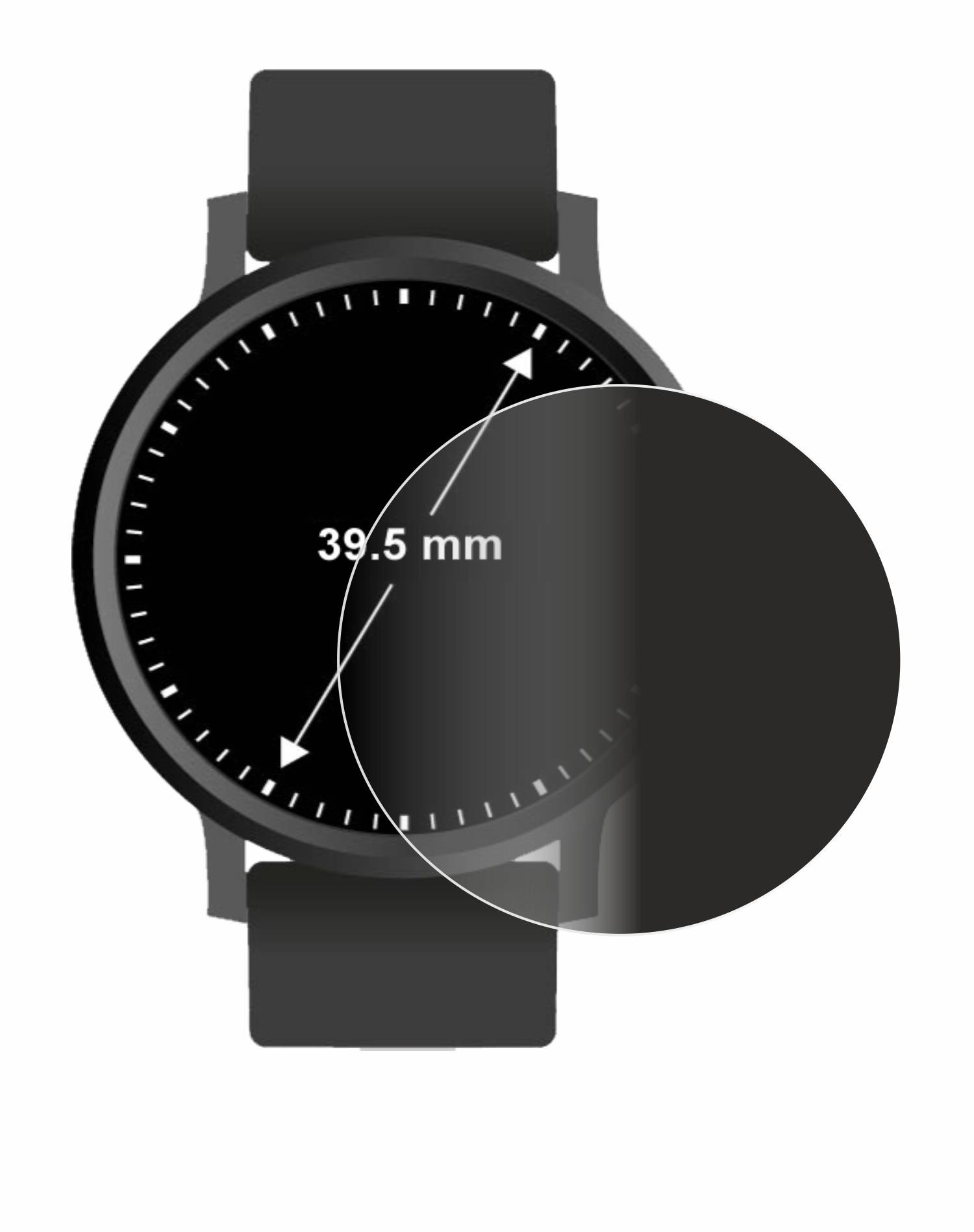 upscreen Spy Shield Clear Premium Blickschutzfolie für Armbanduhren (Kreisrund, ø: 39.5