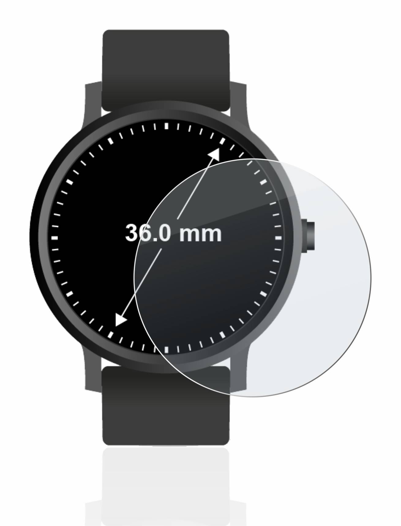 upscreen Hybrid Glass Matte Premium Schutzglas Folie für Armbanduhren (Kreisrund, ø: 36