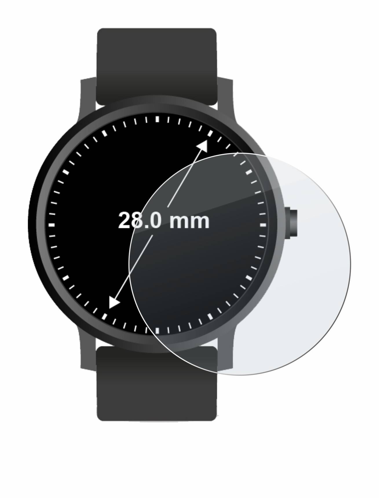 upscreen Hybrid Glass Matte Premium Schutzglas Folie für Armbanduhren (Kreisrund, ø: 28