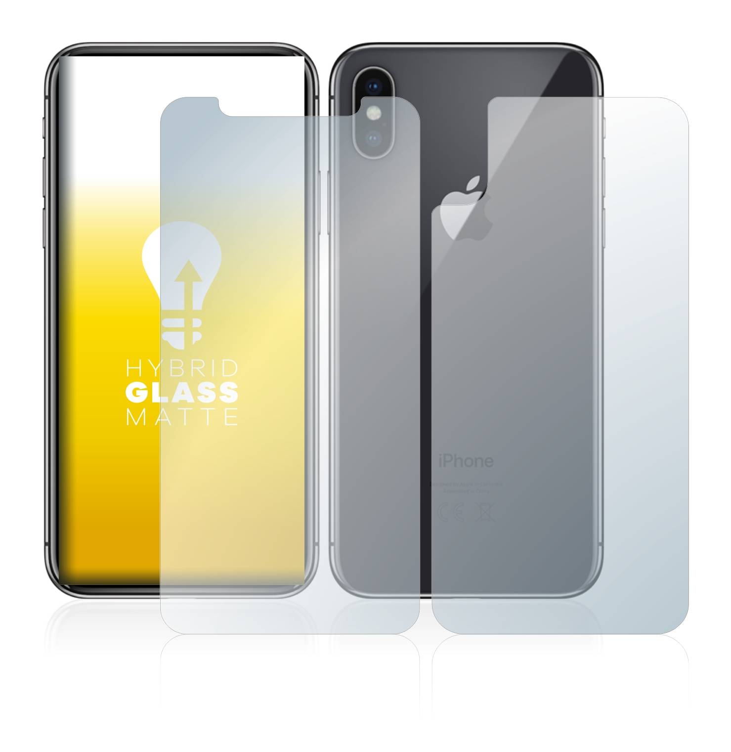 upscreen Flexible Schutz Glas Folie für Apple iPhone X / Xs (Vorder + Rückseite) Schutzglas 9H Hybridglas Matt