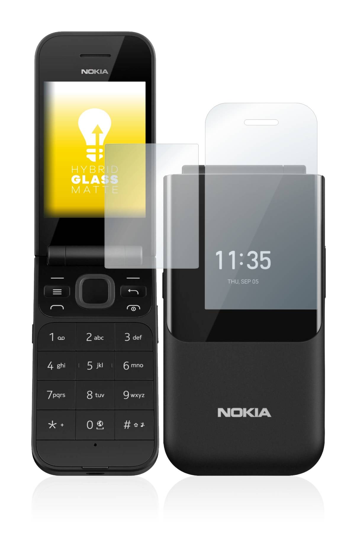 upscreen Flexible Panzerglasfolie für Nokia 2720 Flip Schutzglas 9H Hybridglas Matt Entspiegelt