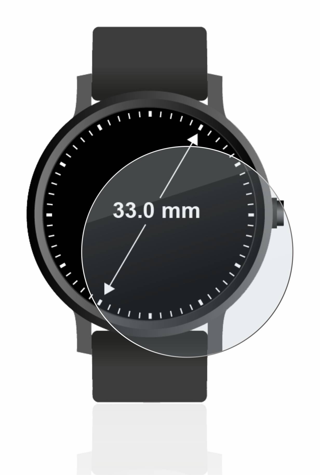 upscreen Hybrid Glass Matte Premium Schutzglas Folie für Armbanduhren (Kreisrund, ø: 33