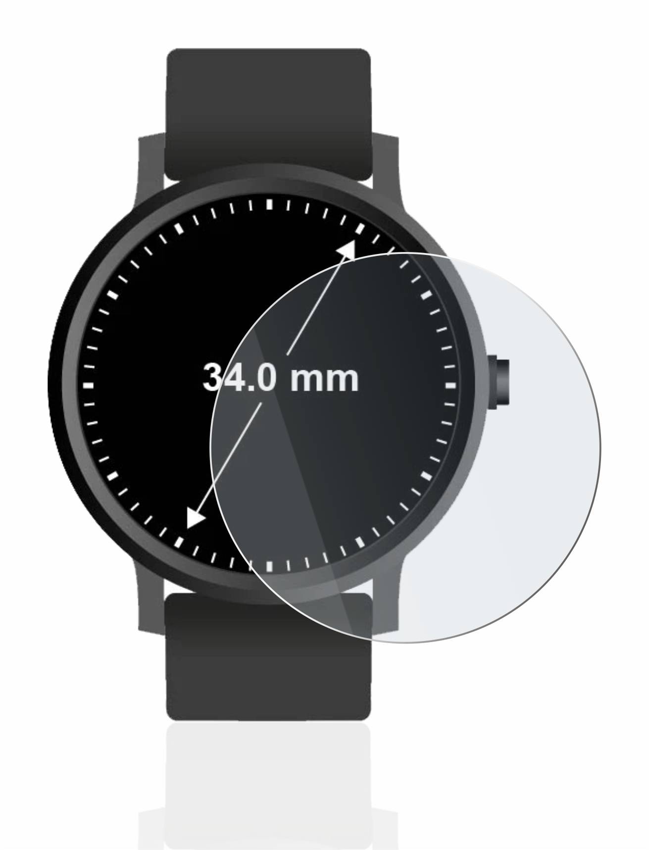 upscreen Hybrid Glass Matte Premium Schutzglas Folie für Armbanduhren (Kreisrund, ø: 34