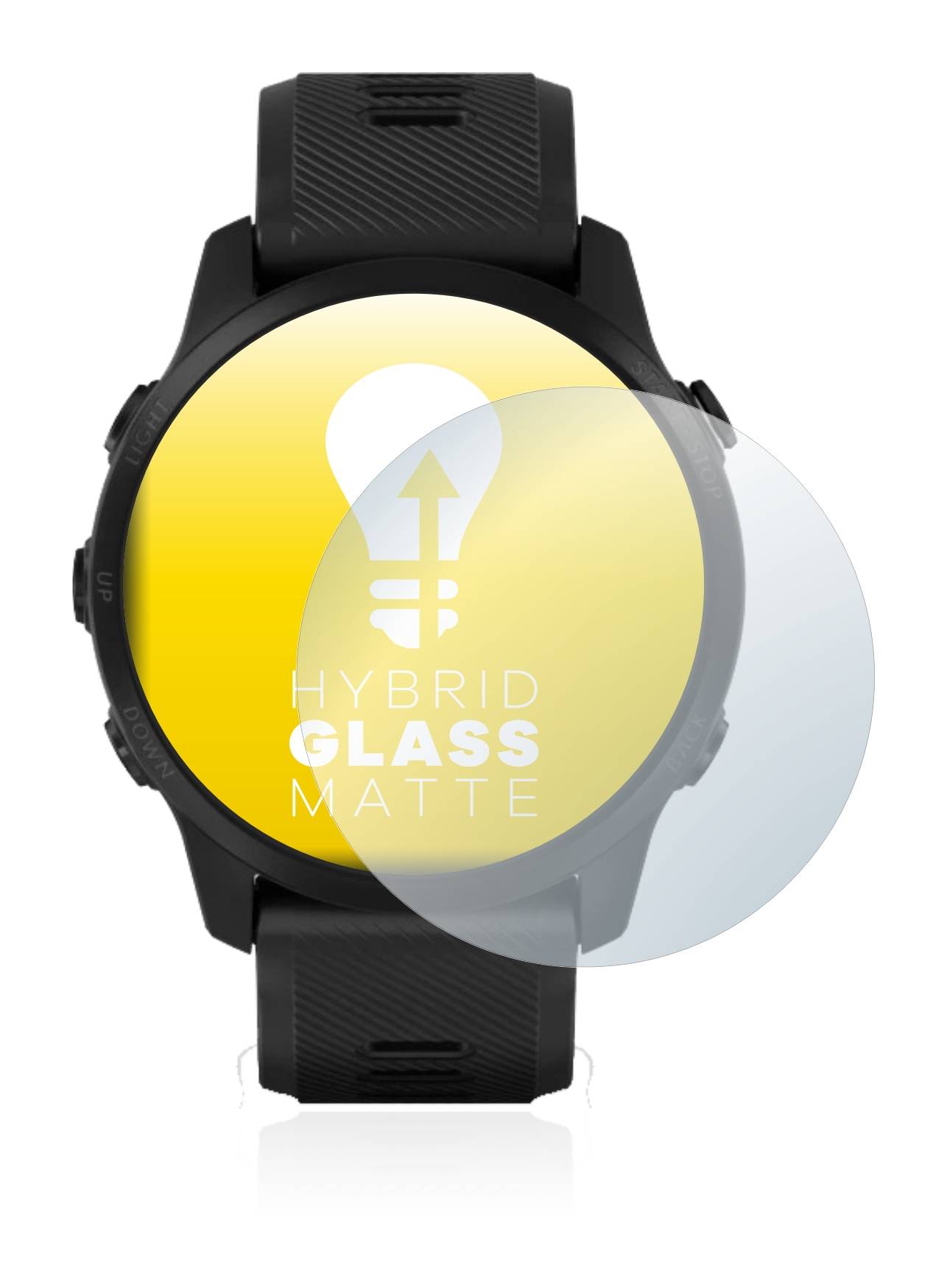 upscreen Hybrid Glass Matte Premium Schutzglas Folie für Garmin Forerunner 945