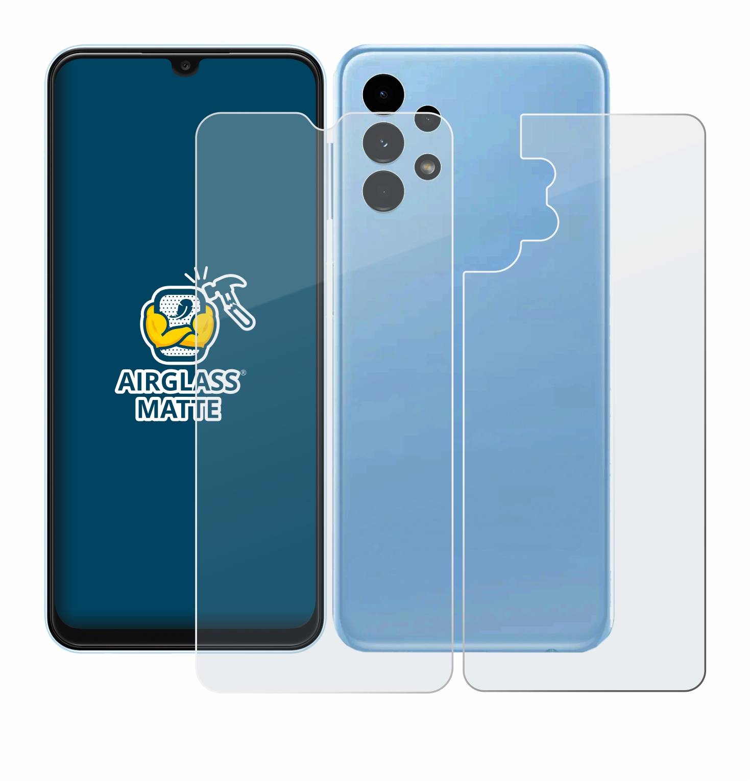 BROTECT AirGlass Flexible Schutz Glas Folie für Samsung Galaxy A13 (Display+Rückseite) Matt Entspiegelt