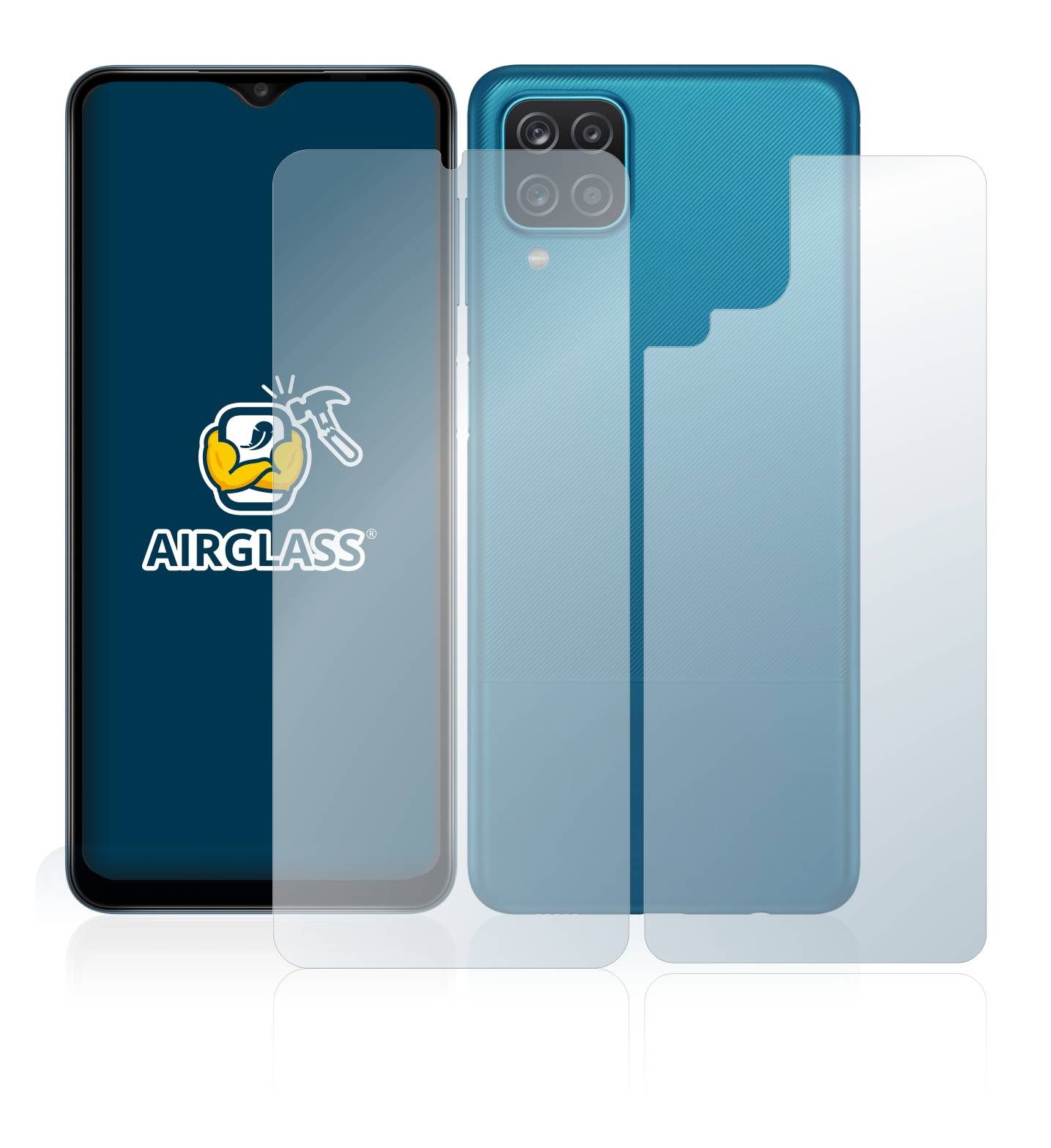BROTECT AirGlass Flexible Schutz Glas Folie für Samsung Galaxy A12 (Display+Rückseite) Klar Transparent