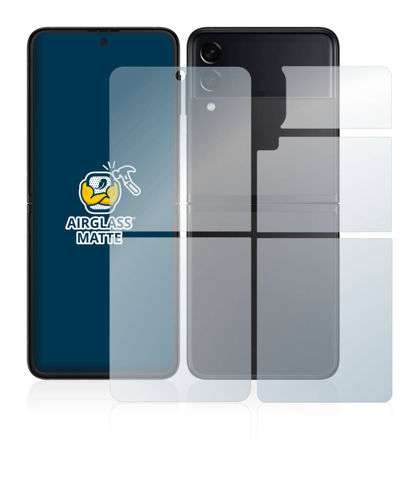 BROTECT AirGlass Flexible Schutz Glas Folie für Samsung Galaxy Z Flip 3 5G (Display+Rückseite) Matt Entspiegelt