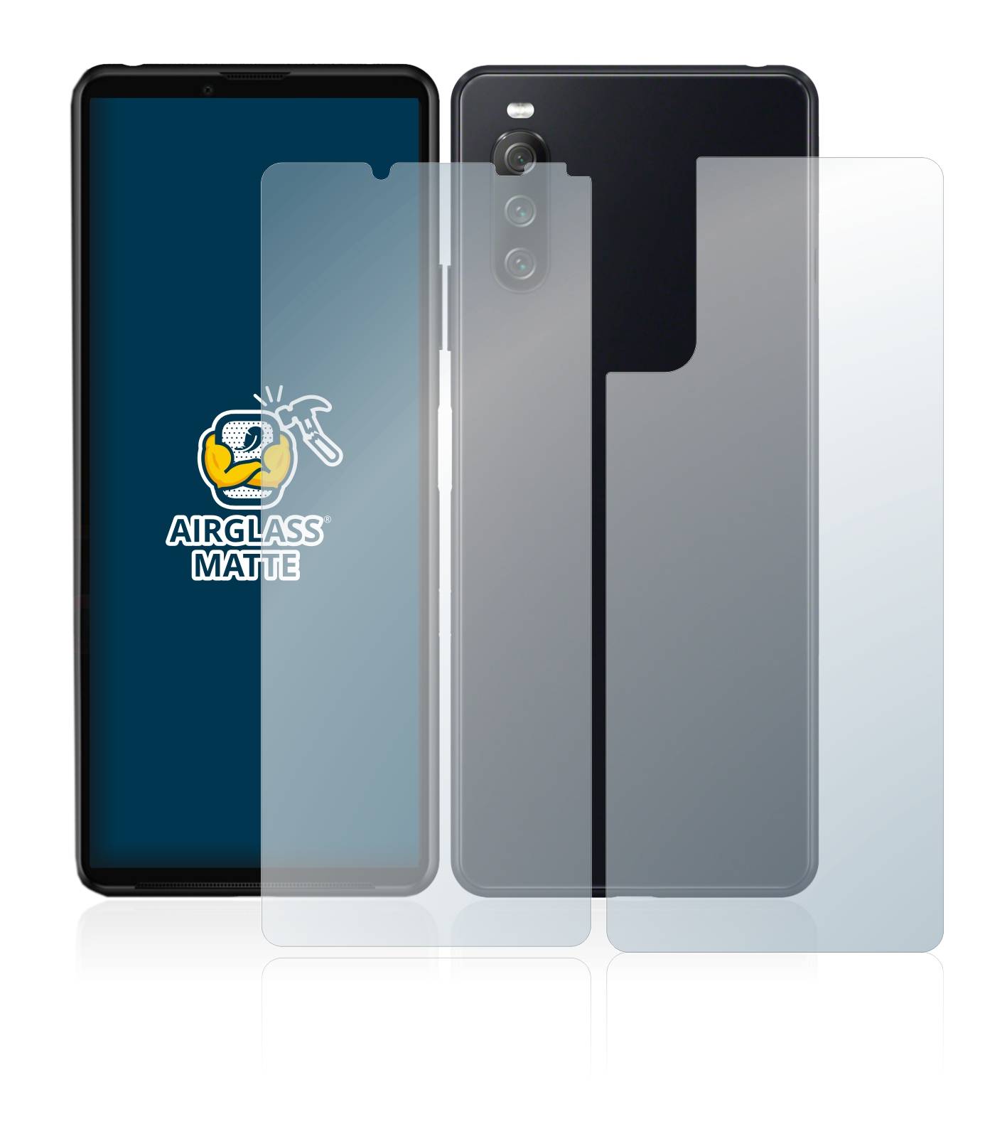 BROTECT AirGlass Flexible Schutz Glas Folie für Sony Xperia 10 III (Display+Rückseite) Matt Entspiegelt