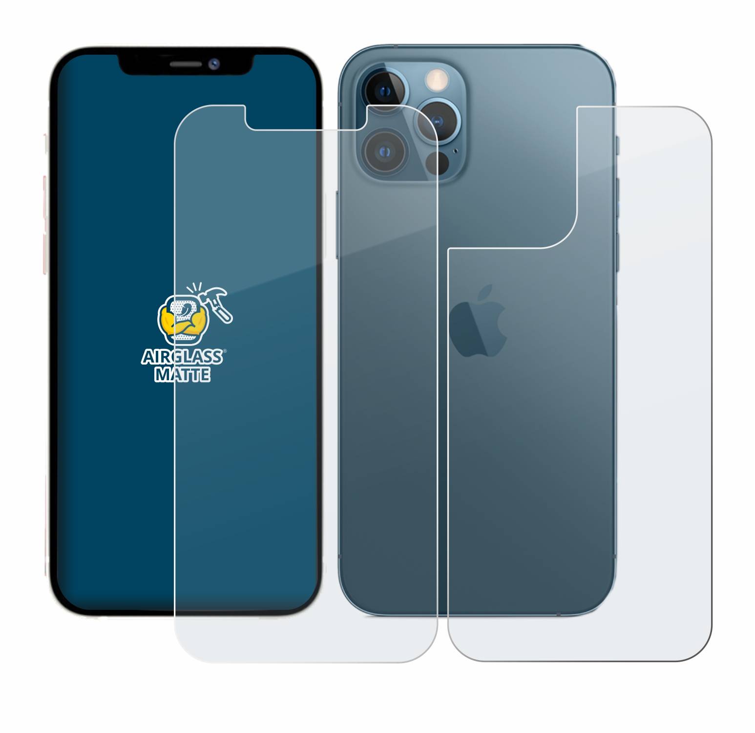 BROTECT AirGlass Flexible Schutz Glas Folie für Apple iPhone 12 Pro Max (Display+Rückseite) Matt Entspiegelt