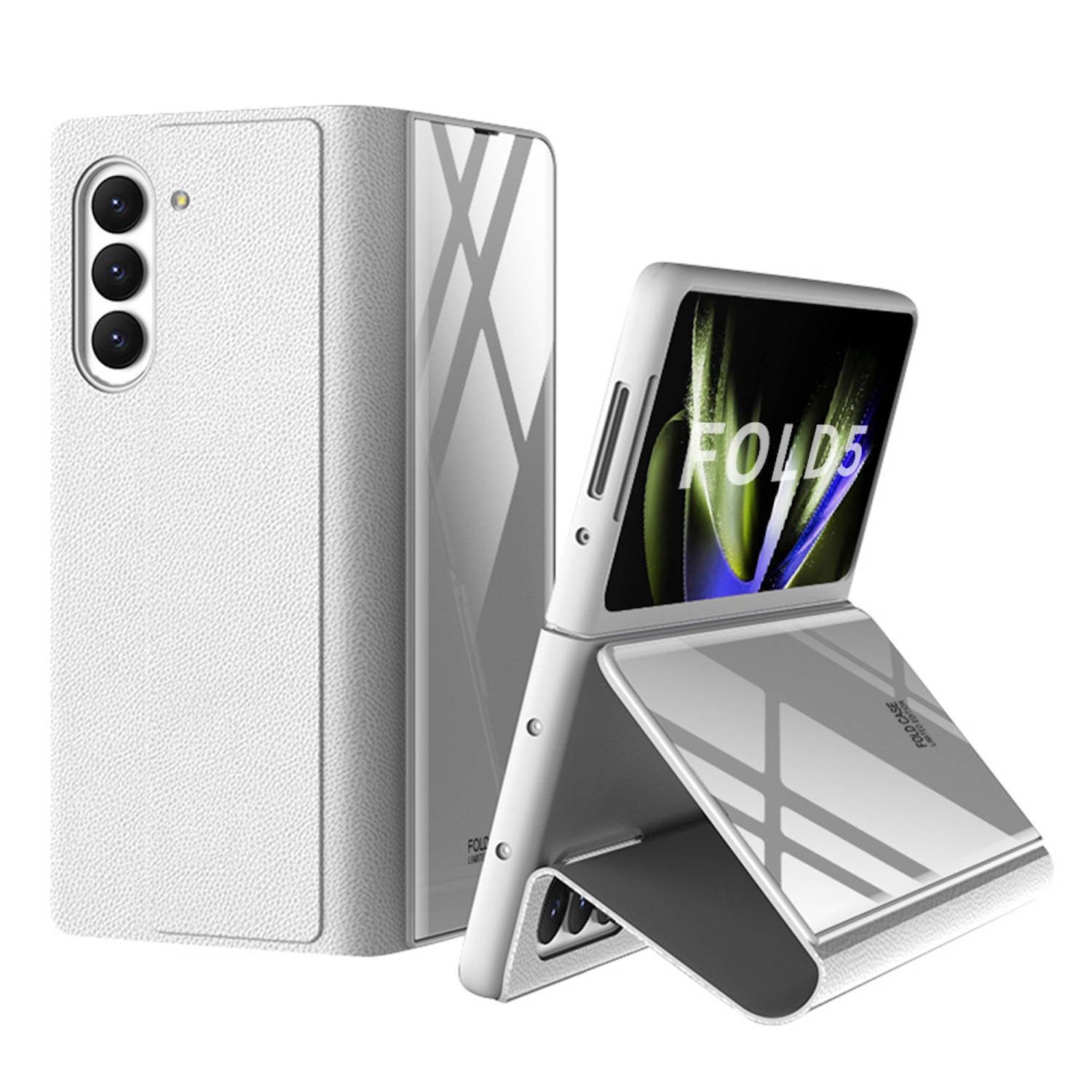 Für Samsung Galaxy Z Fold5 5G Schutzhülle Kunstleder + Kartenhalter