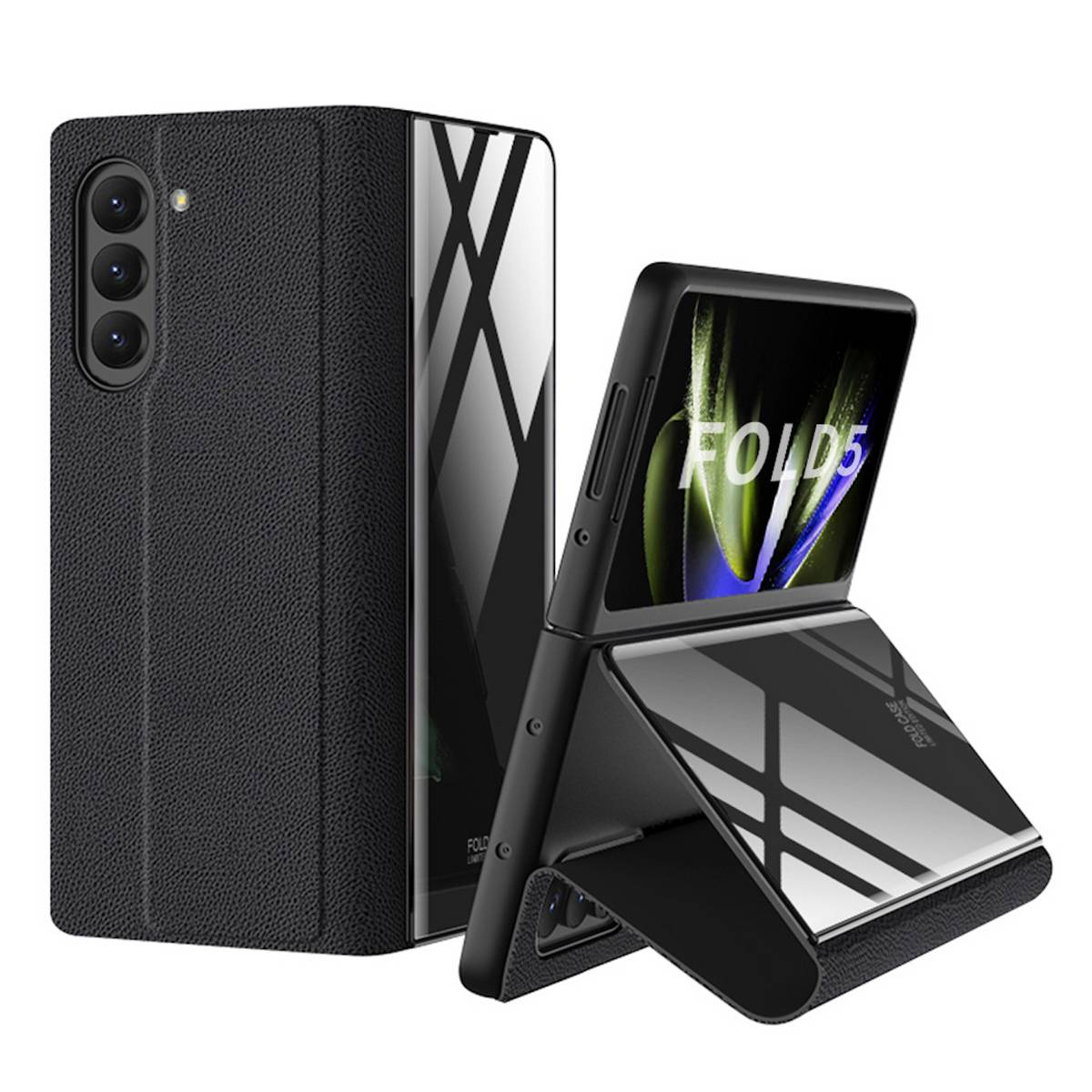 Für Samsung Galaxy Z Fold5 5G Schutzhülle Kunstleder + Kartenhalter