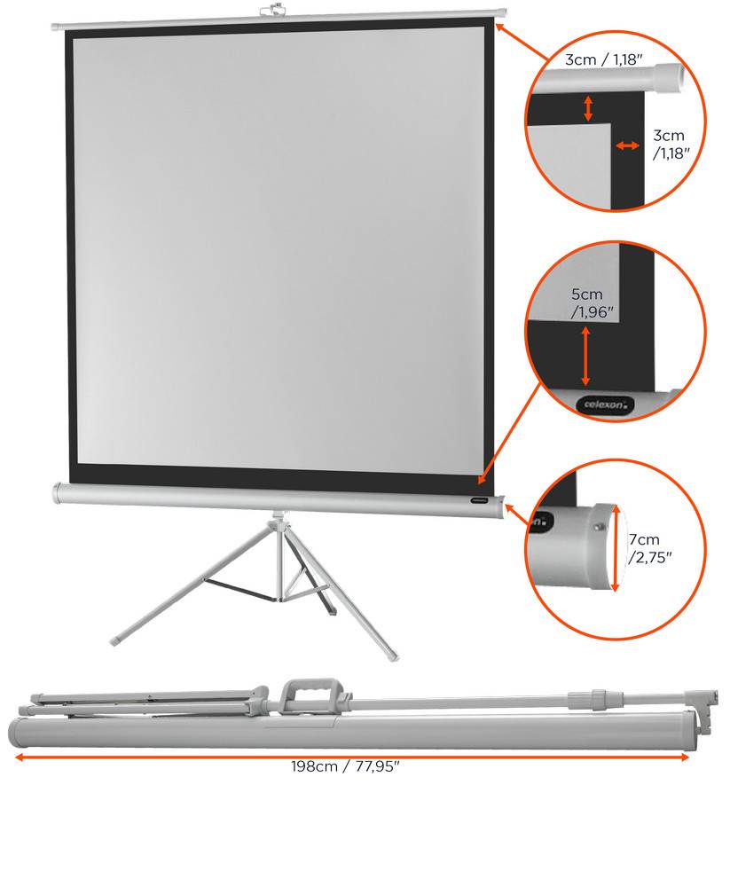 Celexon Stativ Economy 1090268 Stativleinwand 184 x 184 cm Bildformat: 1:1