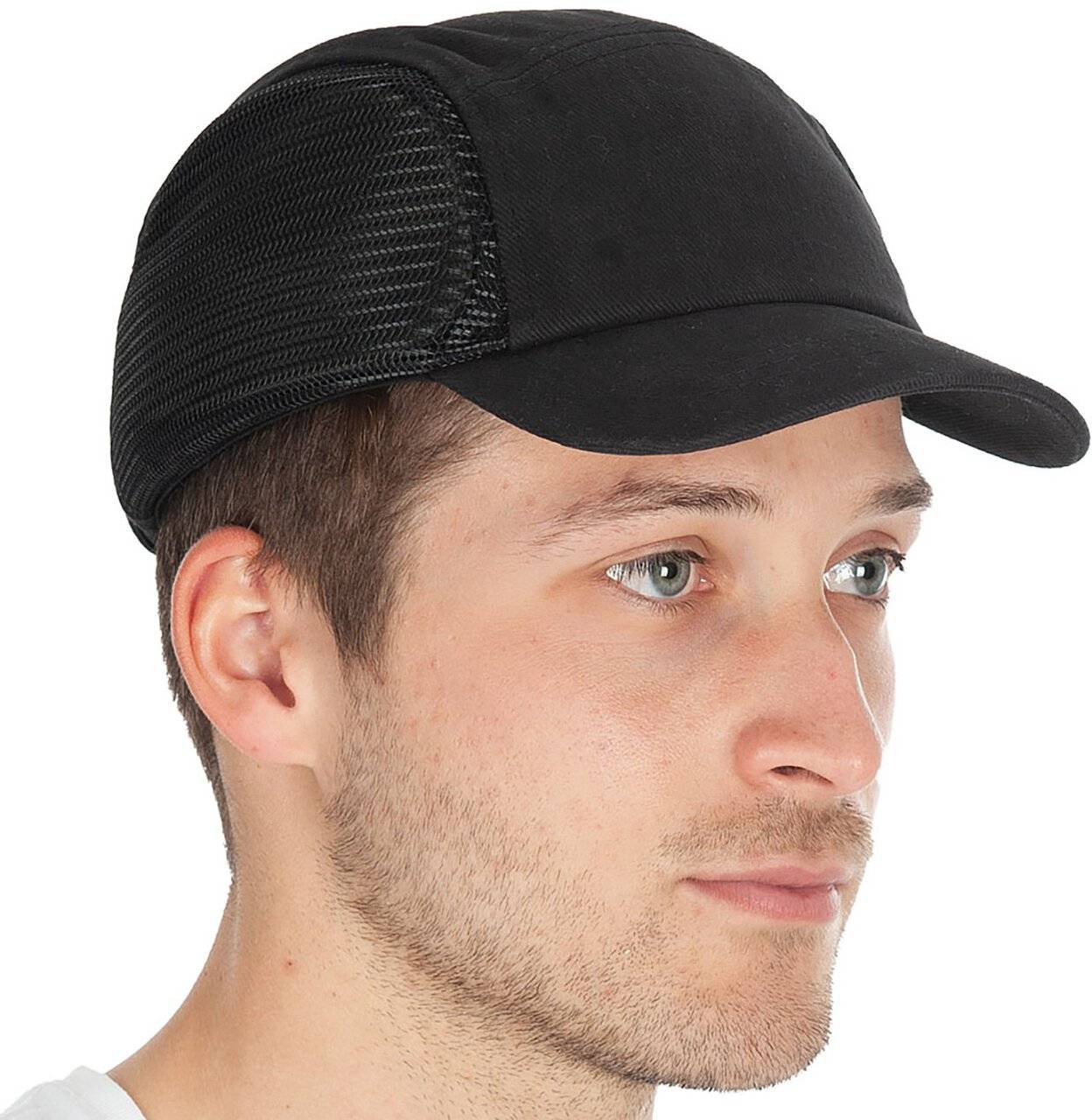 Hygostar Anstoßkappe, Baumwolle mit Kunststoffkappe, verstellbar, schwarz, Größe 53-59cm