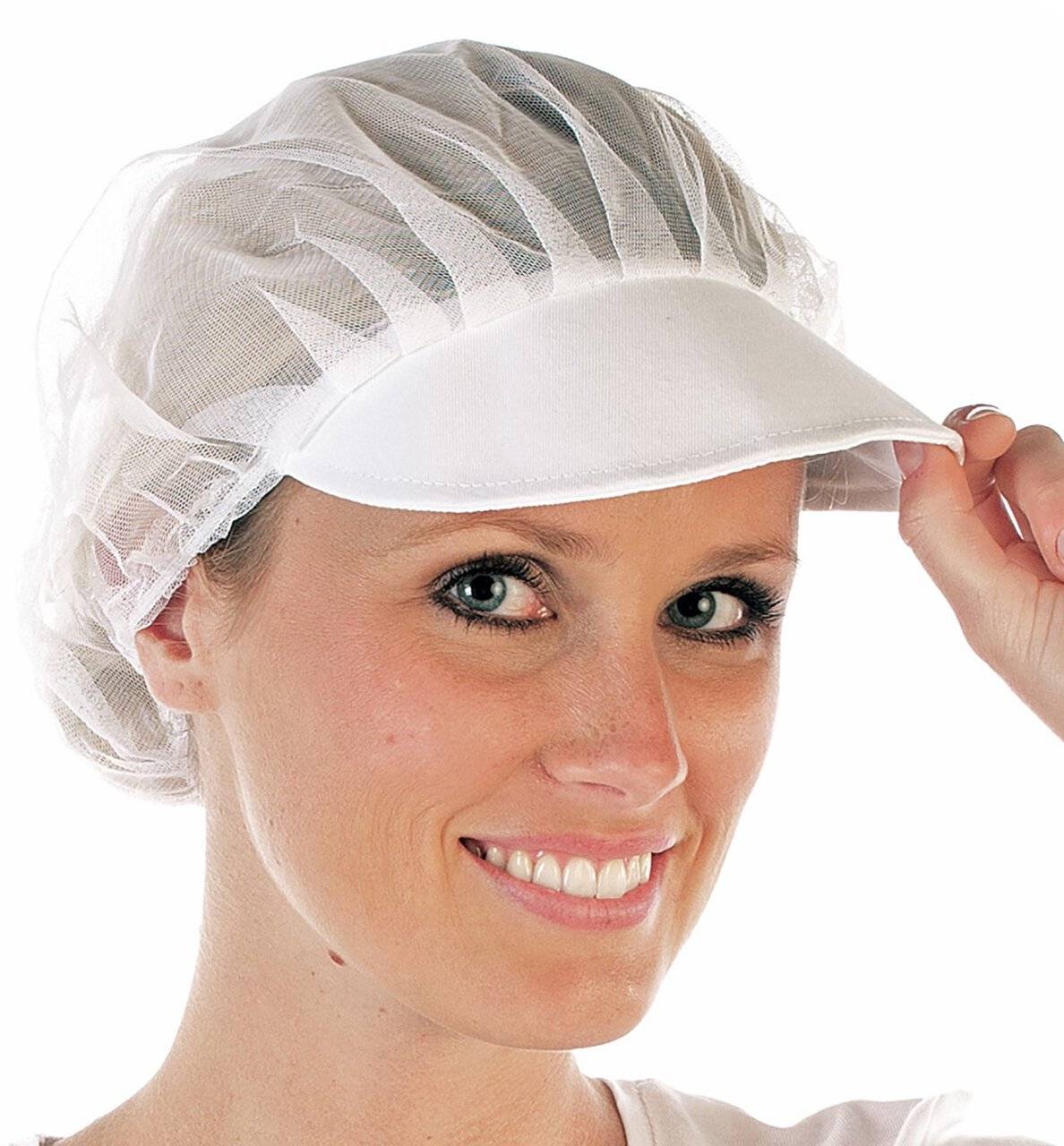 Hygostar Netz-Haube mit Schirm, weiß aus Nylon