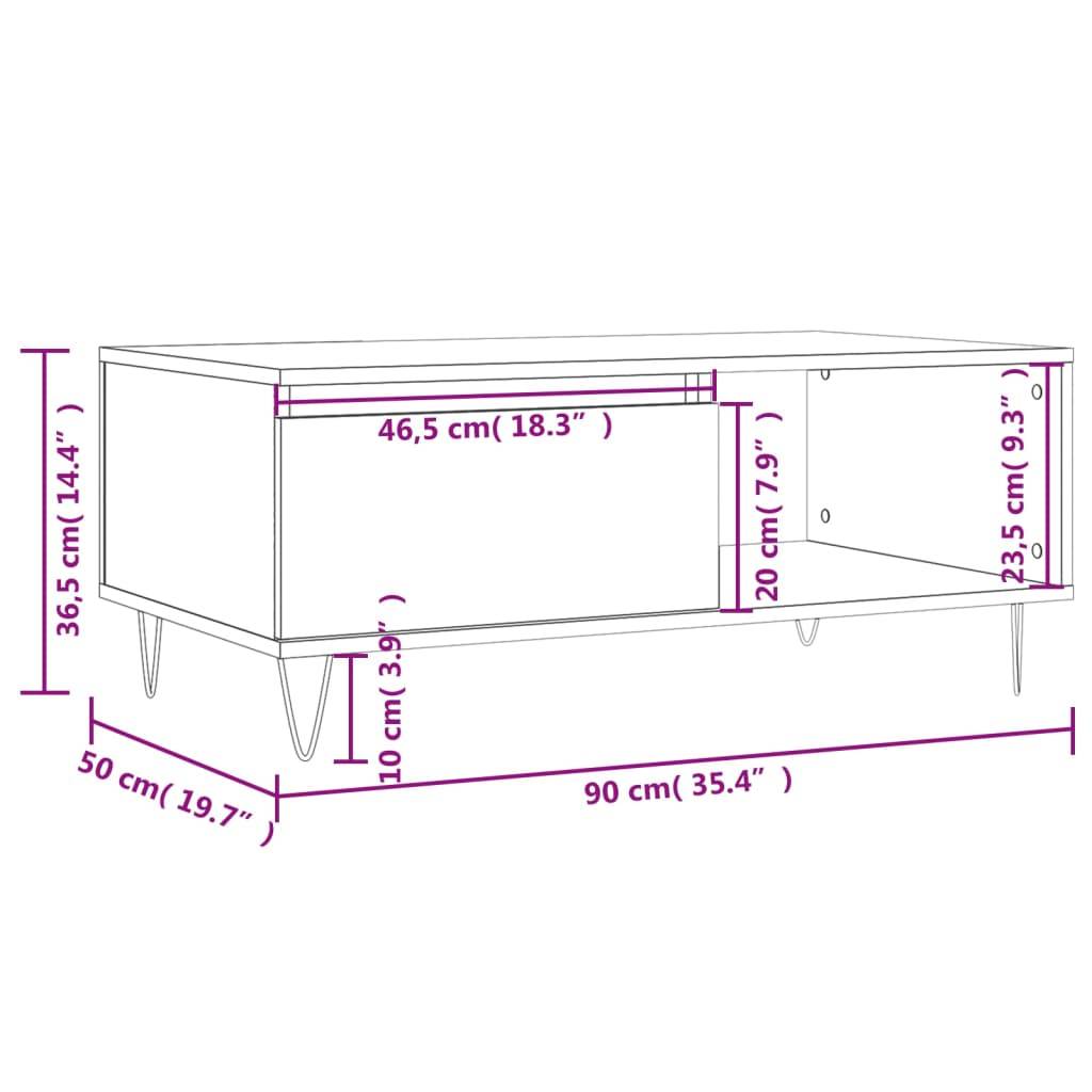 vidaXL Couchtisch Betongrau 90x50x36,5 cm Holzwerkstoff