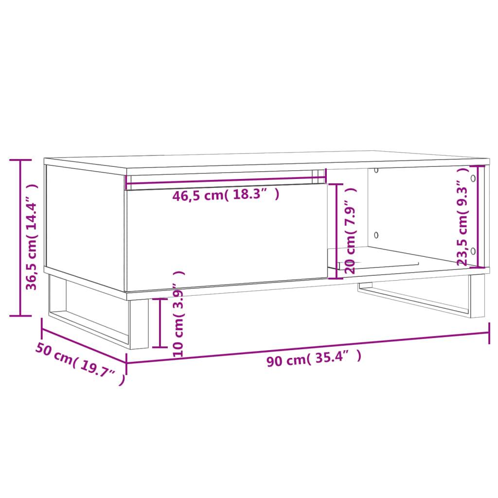vidaXL Couchtisch Grau Sonoma 90x50x36,5 cm Holzwerkstoff
