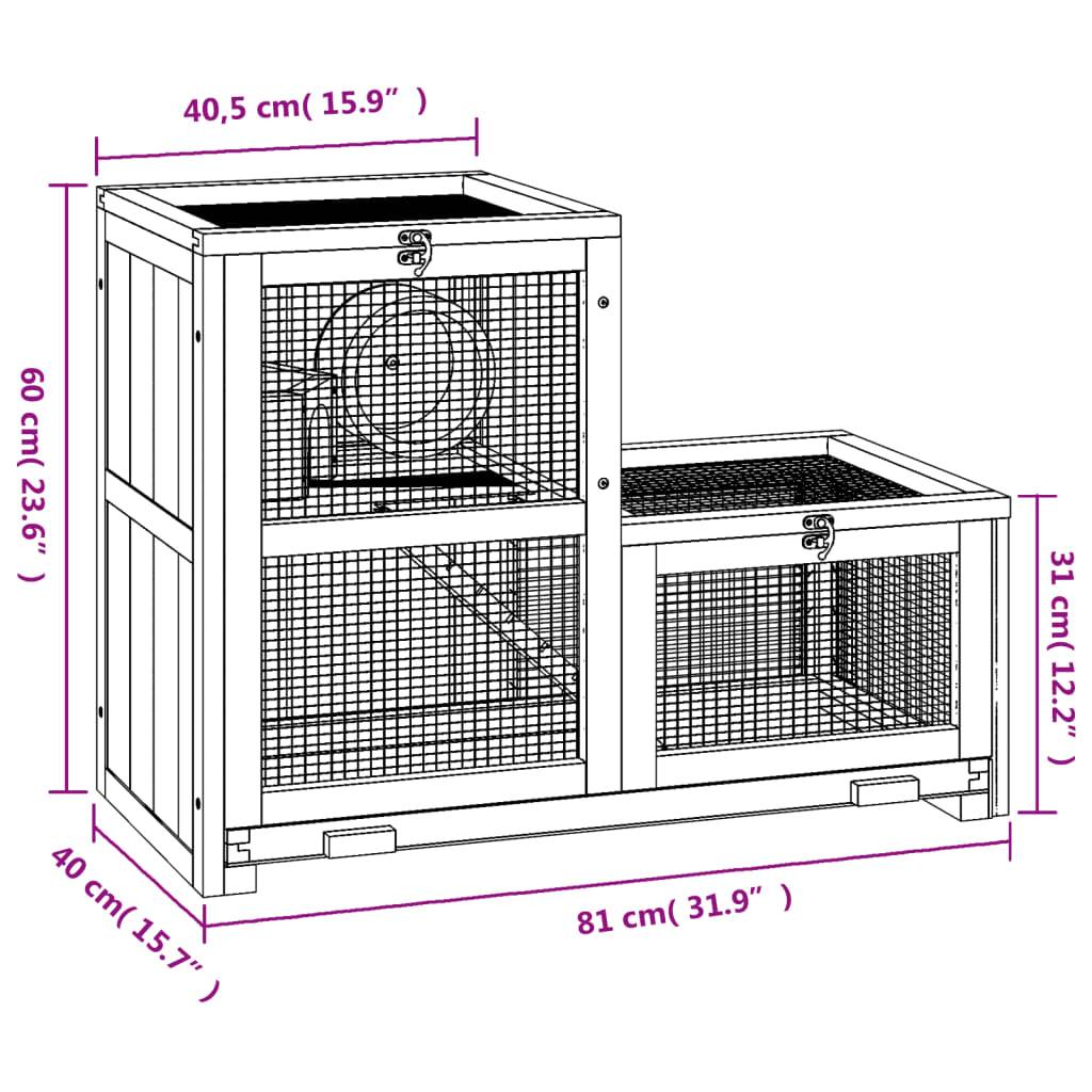 vidaXL Hamsterkäfig 81x40x60 cm Massivholz Tanne
