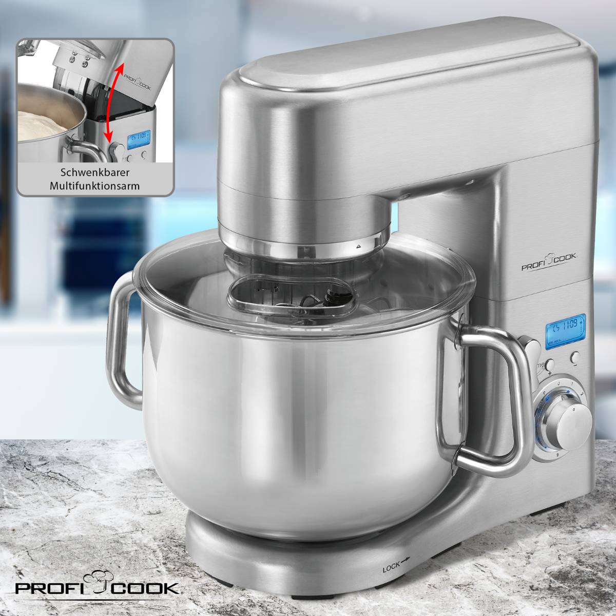 ProfiCook PC-KM 1096 - Küchenmaschine - 1500 W - Edelstahl/Schwarz