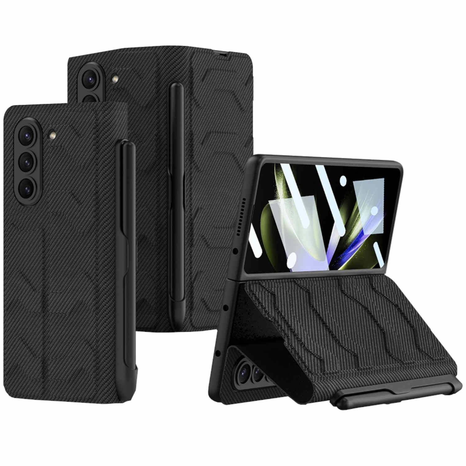 Für Samsung Galaxy Z Fold5 stoßfeste Kunstleder Hülle Stifthalterung