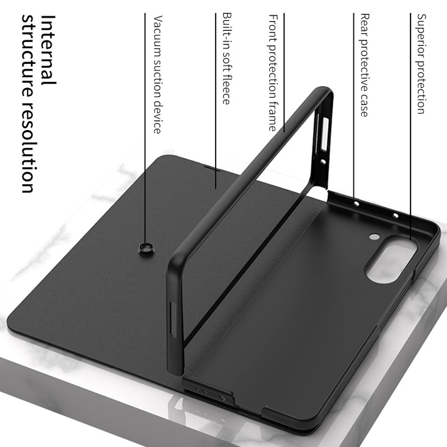 Für Samsung Galaxy Z Fold5 5G Schutzhülle Kunstleder + Kartenhalter
