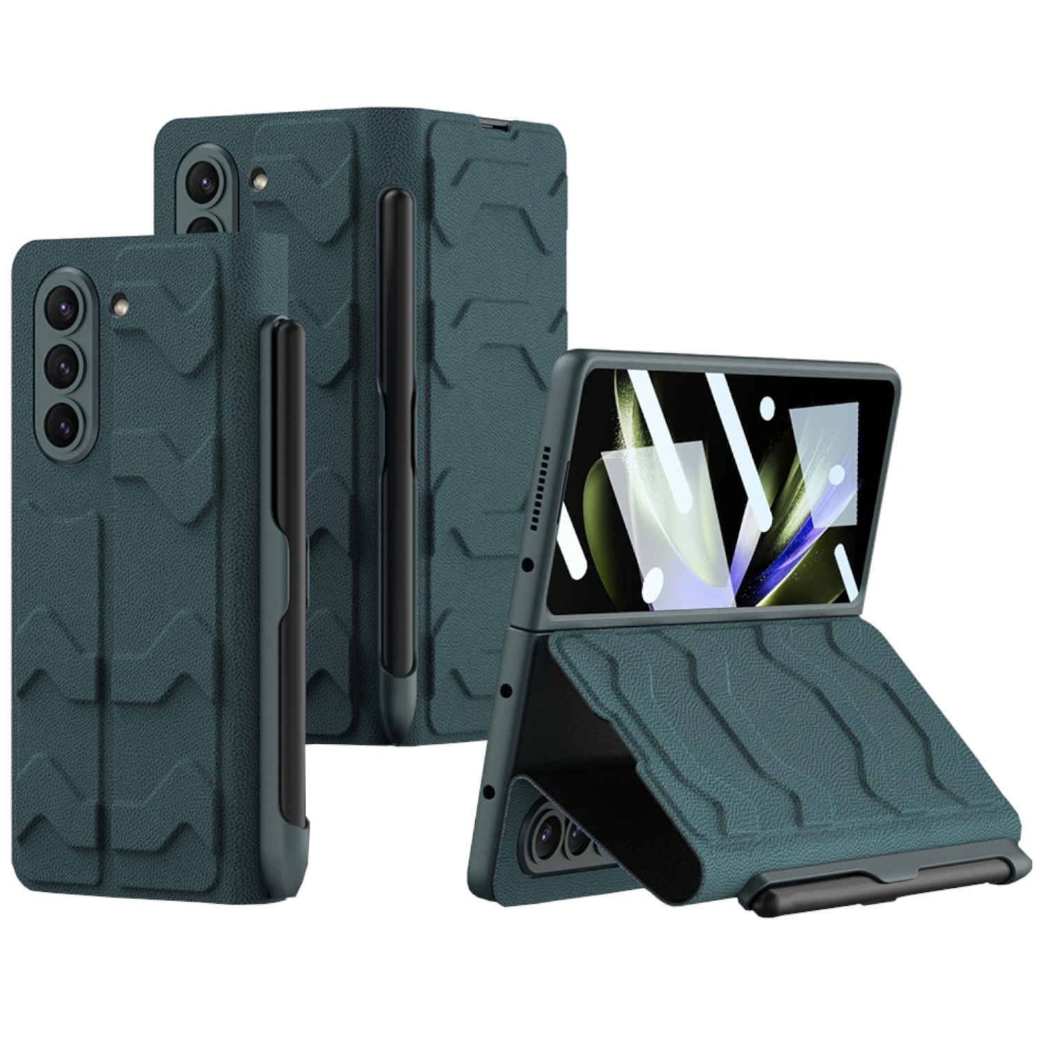 Für Samsung Galaxy Z Fold5 stoßfeste Kunstleder Hülle Stifthalterung