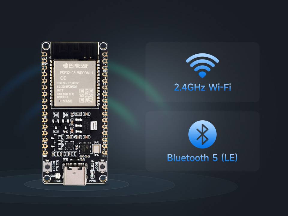 WaveShare ESP32-C6 Microcontroller WiFi 6 Development Board Pre-Soldered