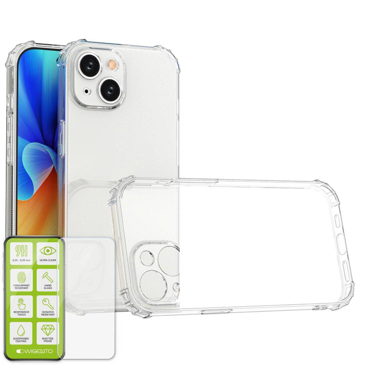 Für Xiaomi 13T / 13T Pro Schock TPU Case Transparent + 0,26 H9 Glas Hülle Schutz