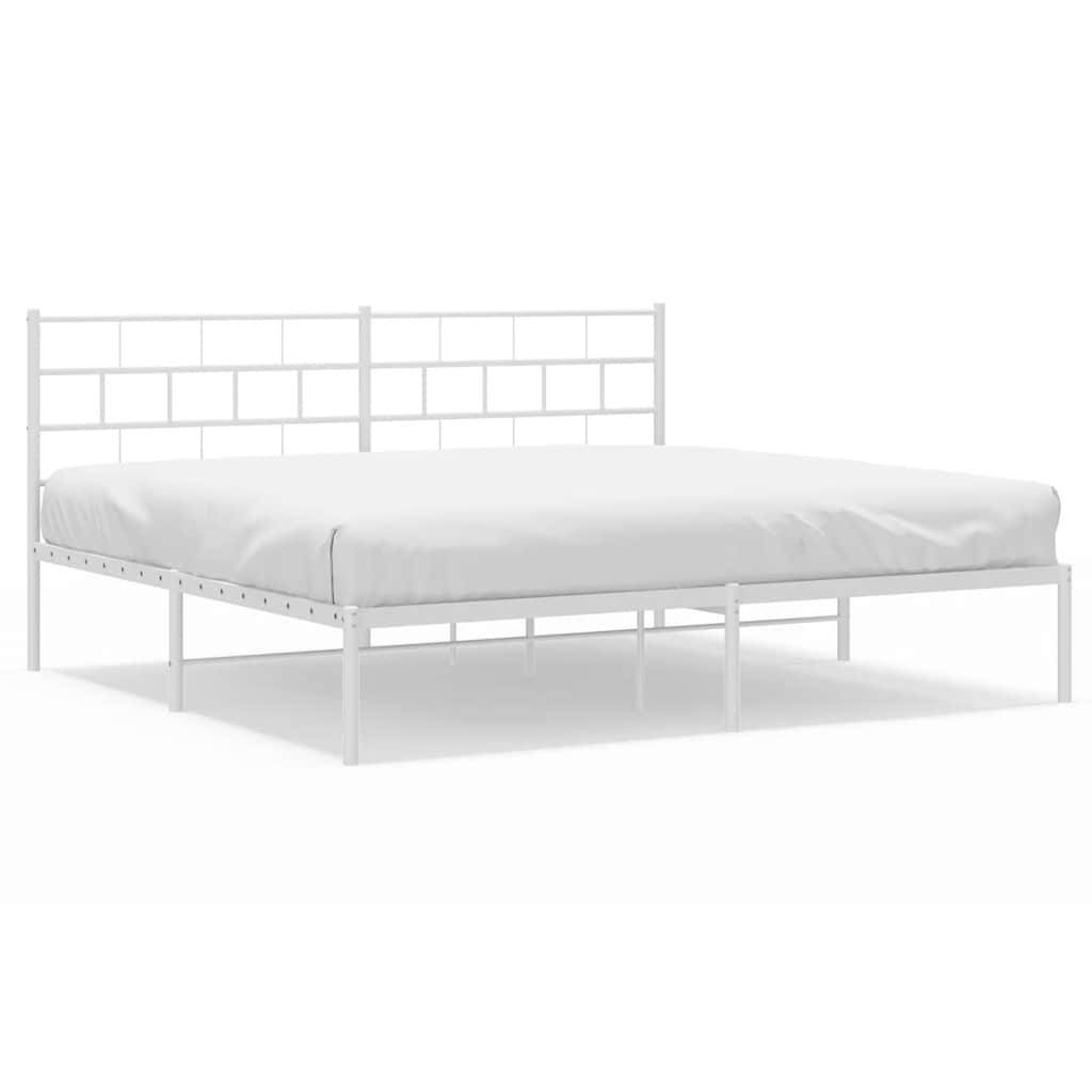 vidaXL Bettgestell mit Kopfteil Metall Weiß 193x203 cm