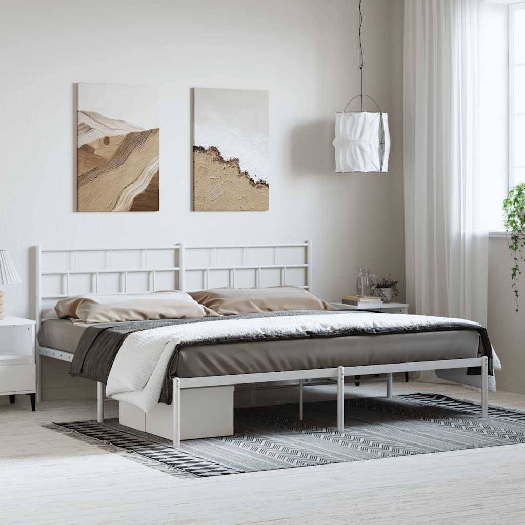 vidaXL Bettgestell mit Kopfteil Metall Weiß 193x203 cm