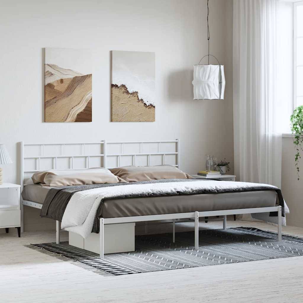 vidaXL Bettgestell mit Kopfteil Metall Weiß 183x213 cm