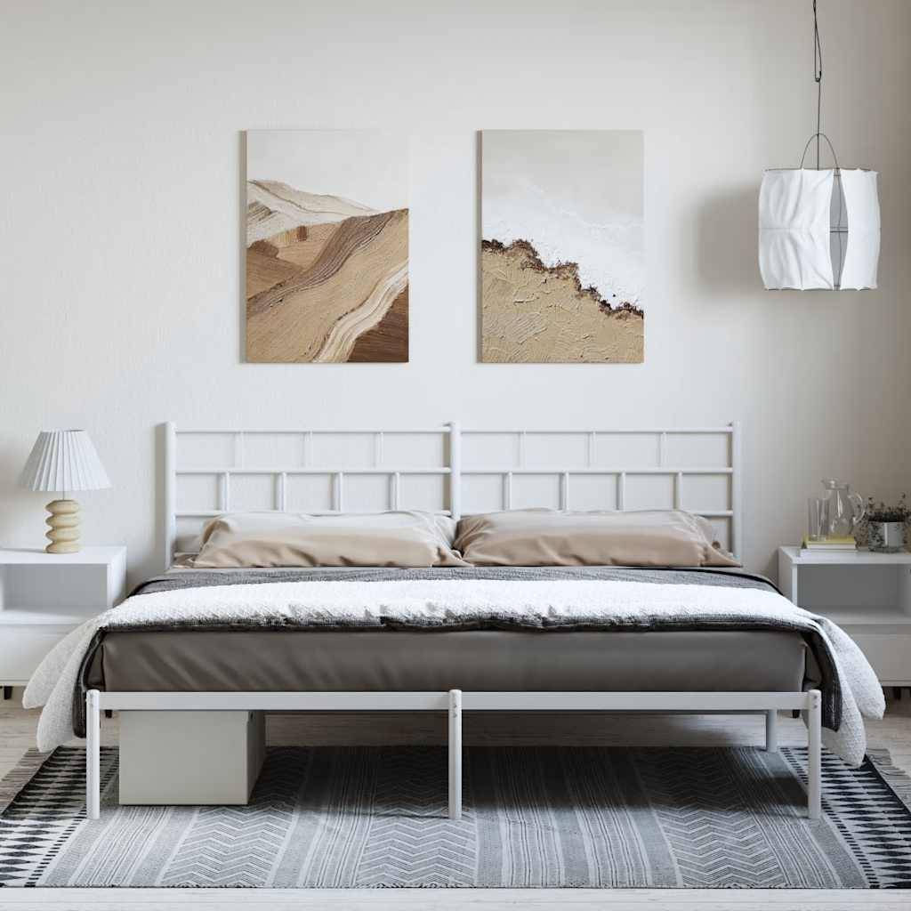 vidaXL Bettgestell mit Kopfteil Metall Weiß 183x213 cm