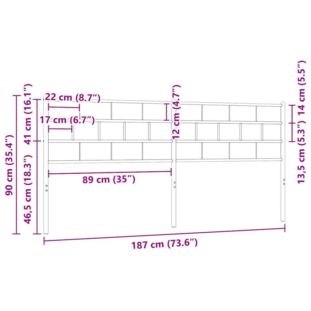 vidaXL Kopfteil Metall Weiß 180 cm