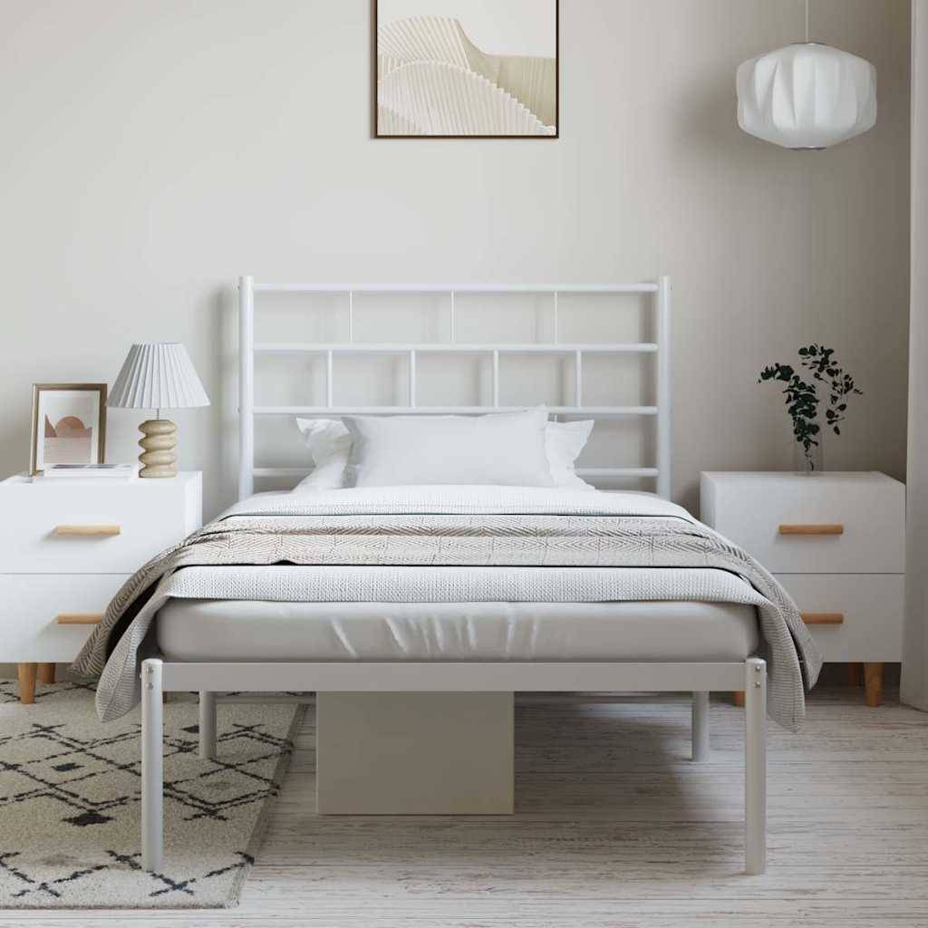 vidaXL Bettgestell mit Kopfteil Metall Weiß 100x190 cm