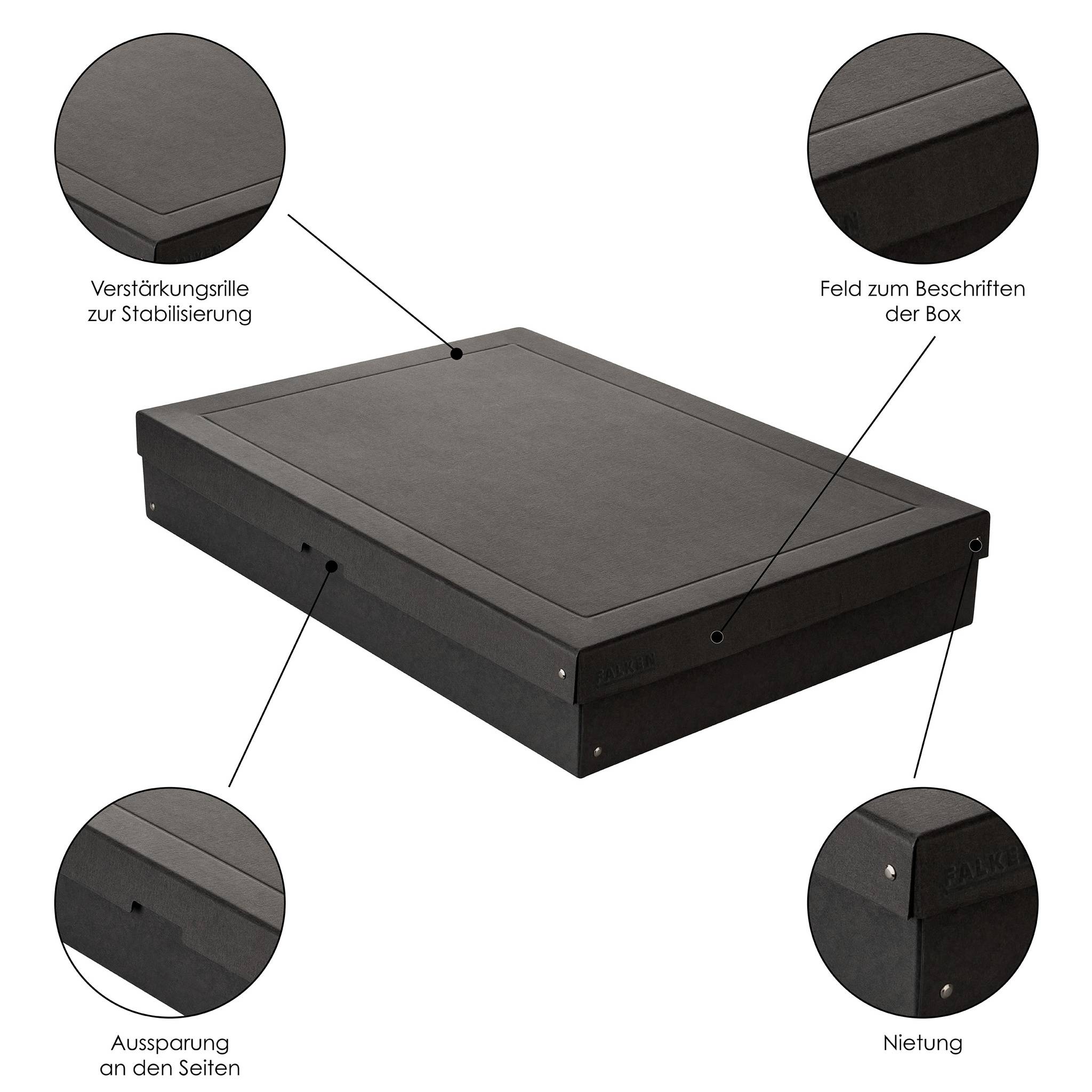 Falken 5x PURE Box Black DIN A2, Füllhöhe 100 mm schwarz - Schwarz - 22001768F