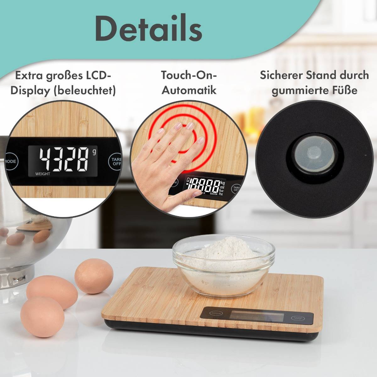 ProfiCook Bambus-Küchenwaage PC-KW 1271