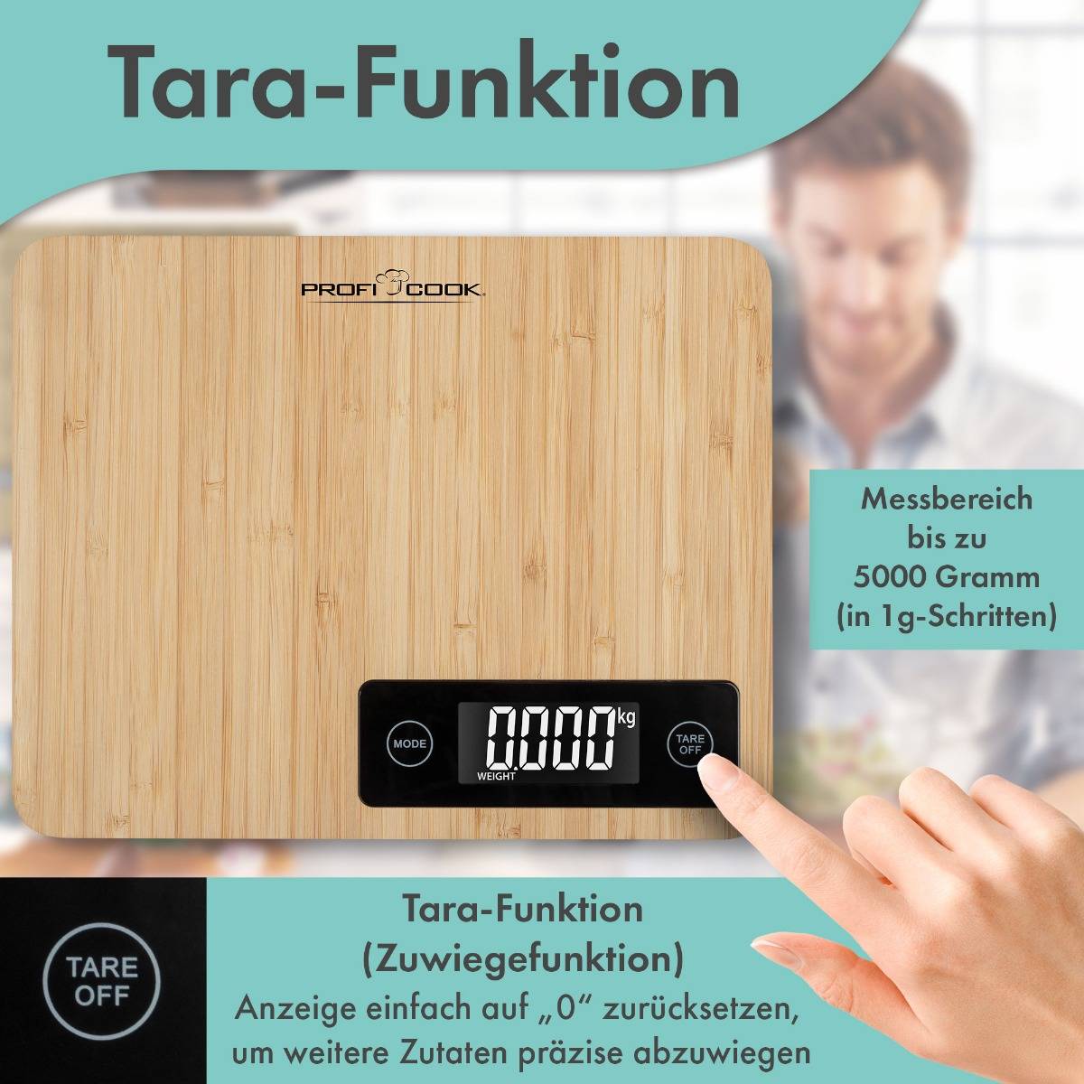 ProfiCook Bambus-Küchenwaage PC-KW 1271