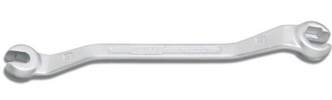 HAZET Doppel-Ringschlüssel ∙ offen 612N-12X14 ∙ Außen Sechskant Profil ∙ 12 x 14 mm