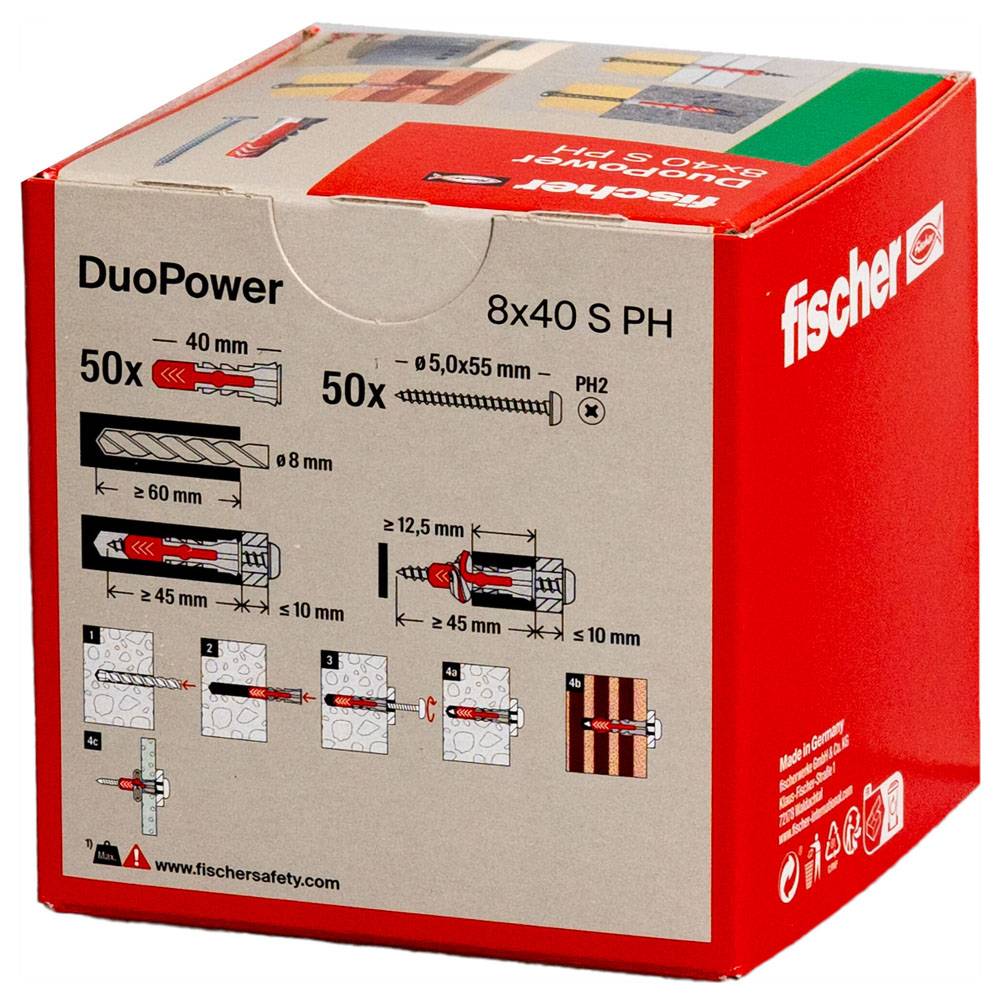 fischer 535464 DuoPower S PH LD 2-Komponenten-Dübel 50 St.mit Schraube