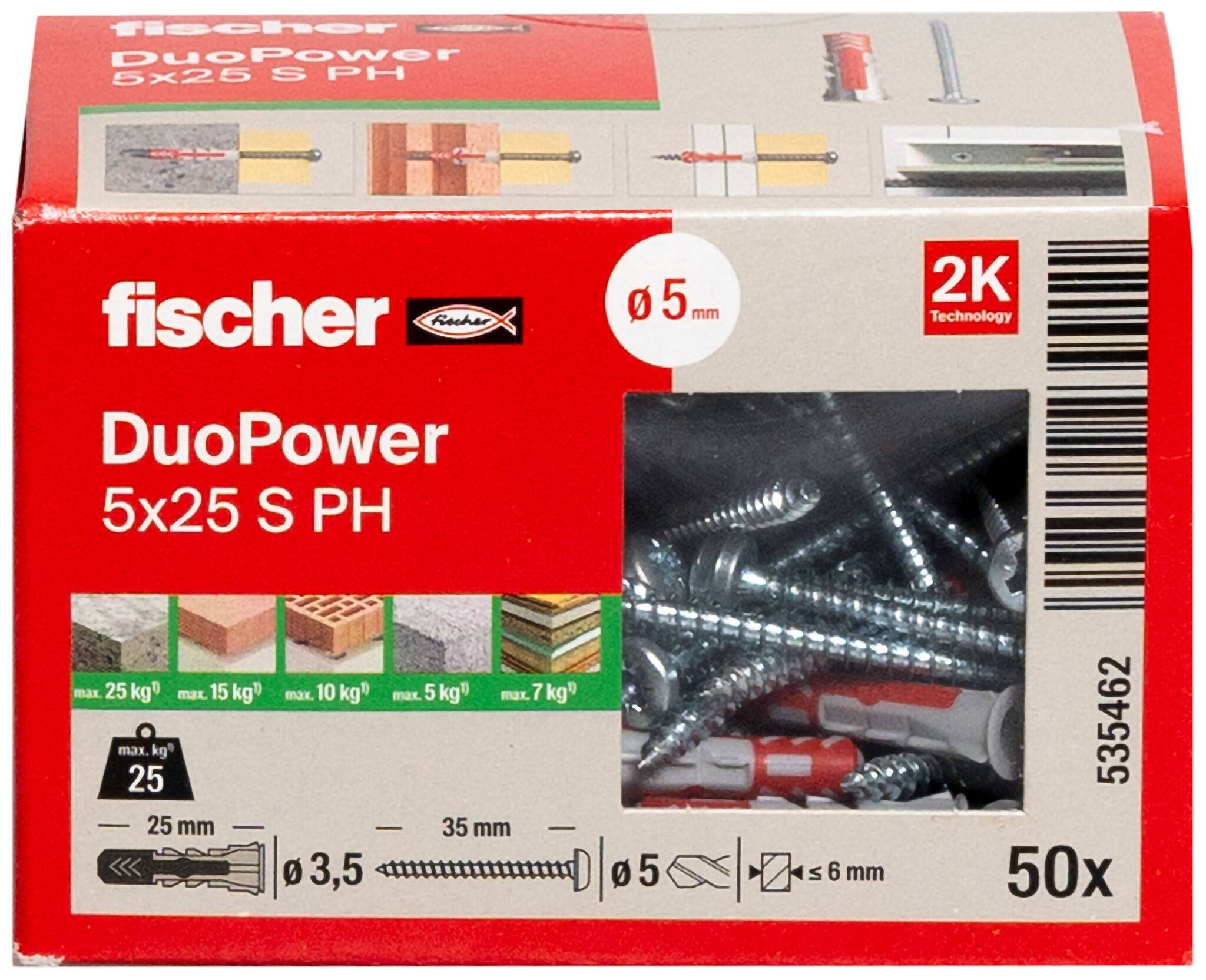 Fischer 50x DUOPOWER 5 x 25 mm S PH LD - 535462