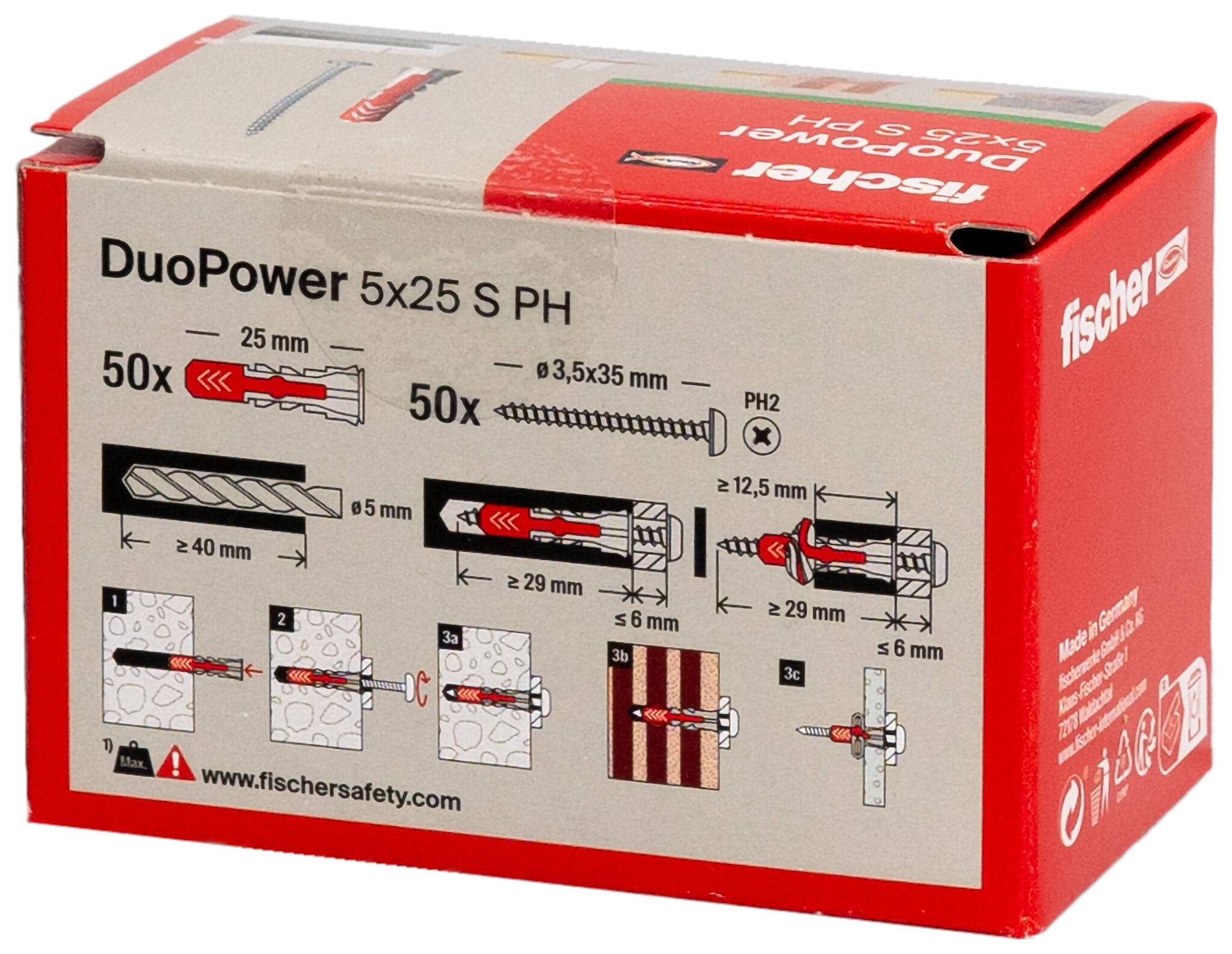 Fischer 50x DUOPOWER 5 x 25 mm S PH LD - 535462