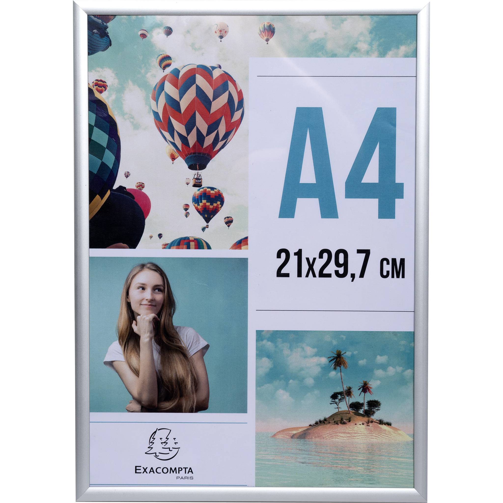 Exacompta 12x Fotorahmen A4 aus Aluminium, Exacryl - Kristall - 84758D