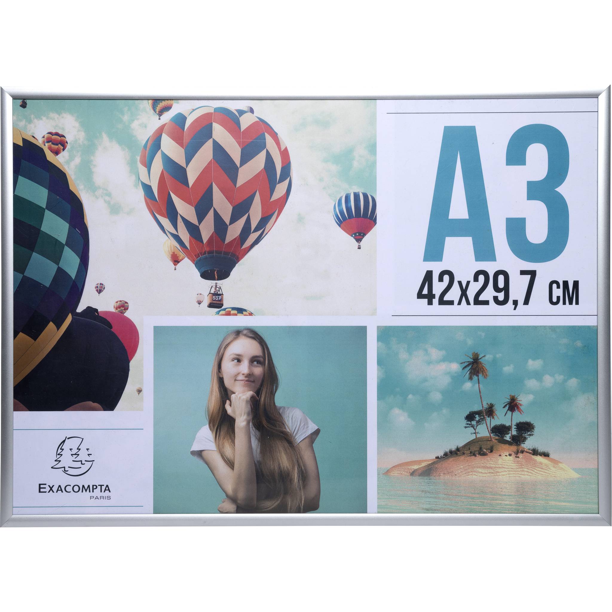 Exacompta 12x Fotorahmen A3 aus Aluminium, Exacryl - Kristall - 83758D