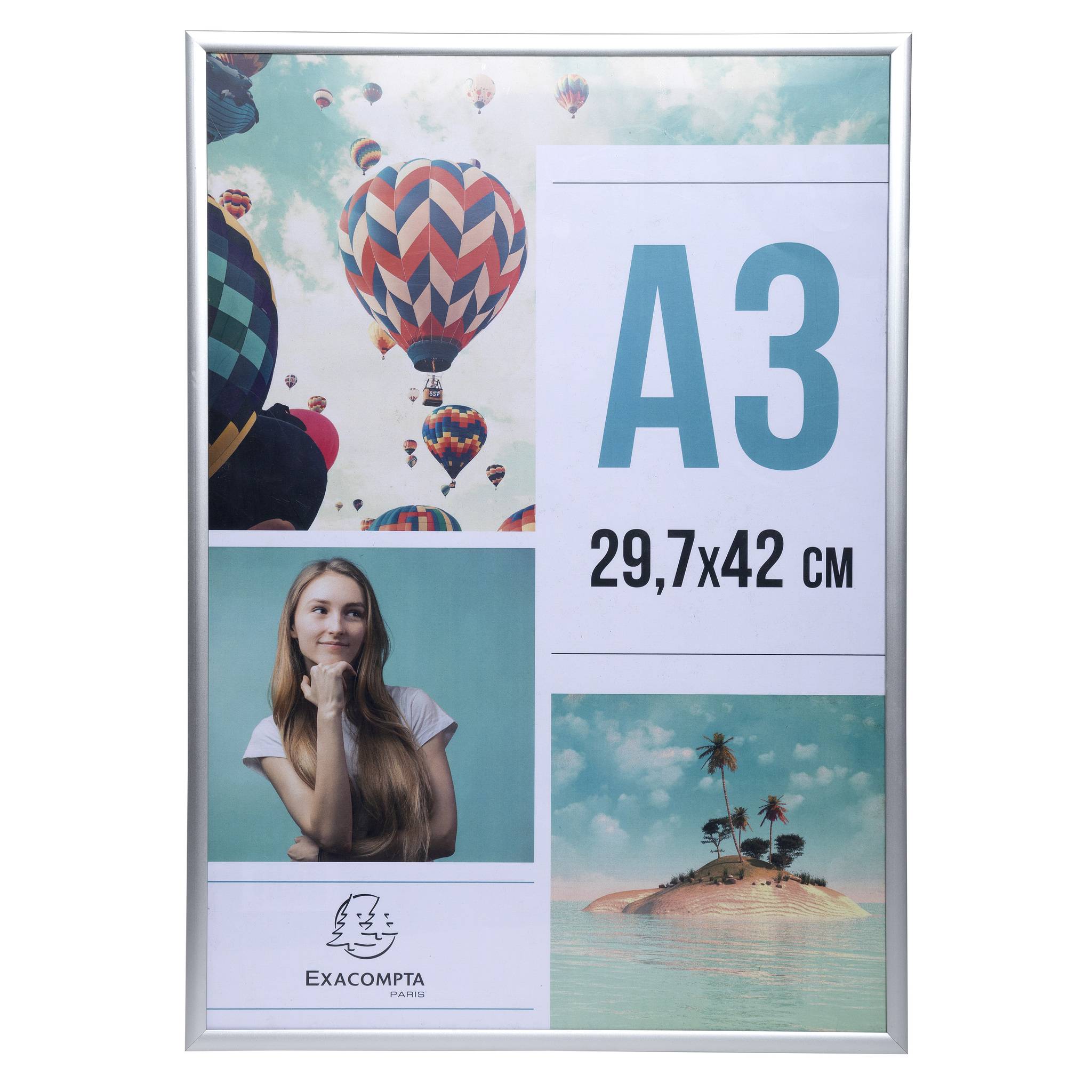 Exacompta 12x Fotorahmen A3 aus Aluminium, Exacryl - Kristall - 83758D