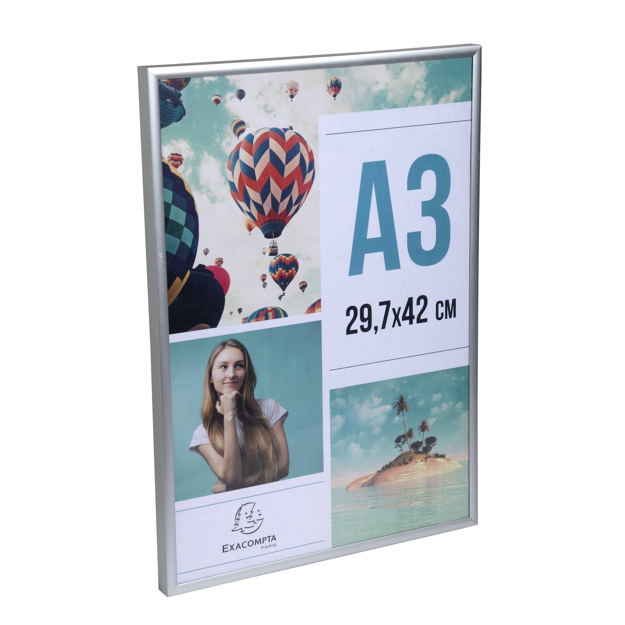 Exacompta 12x Fotorahmen A3 aus Aluminium, Exacryl - Kristall - 83758D