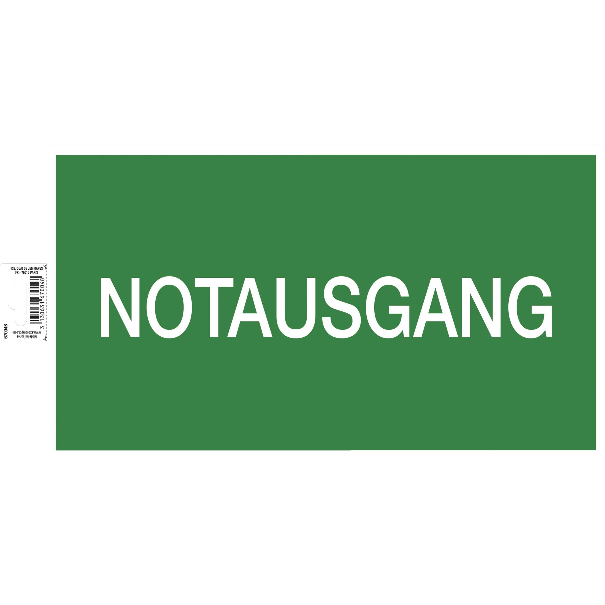 Exacompta Hinweisschild selbstklebend, Notausgang, 35 cm - 67004B