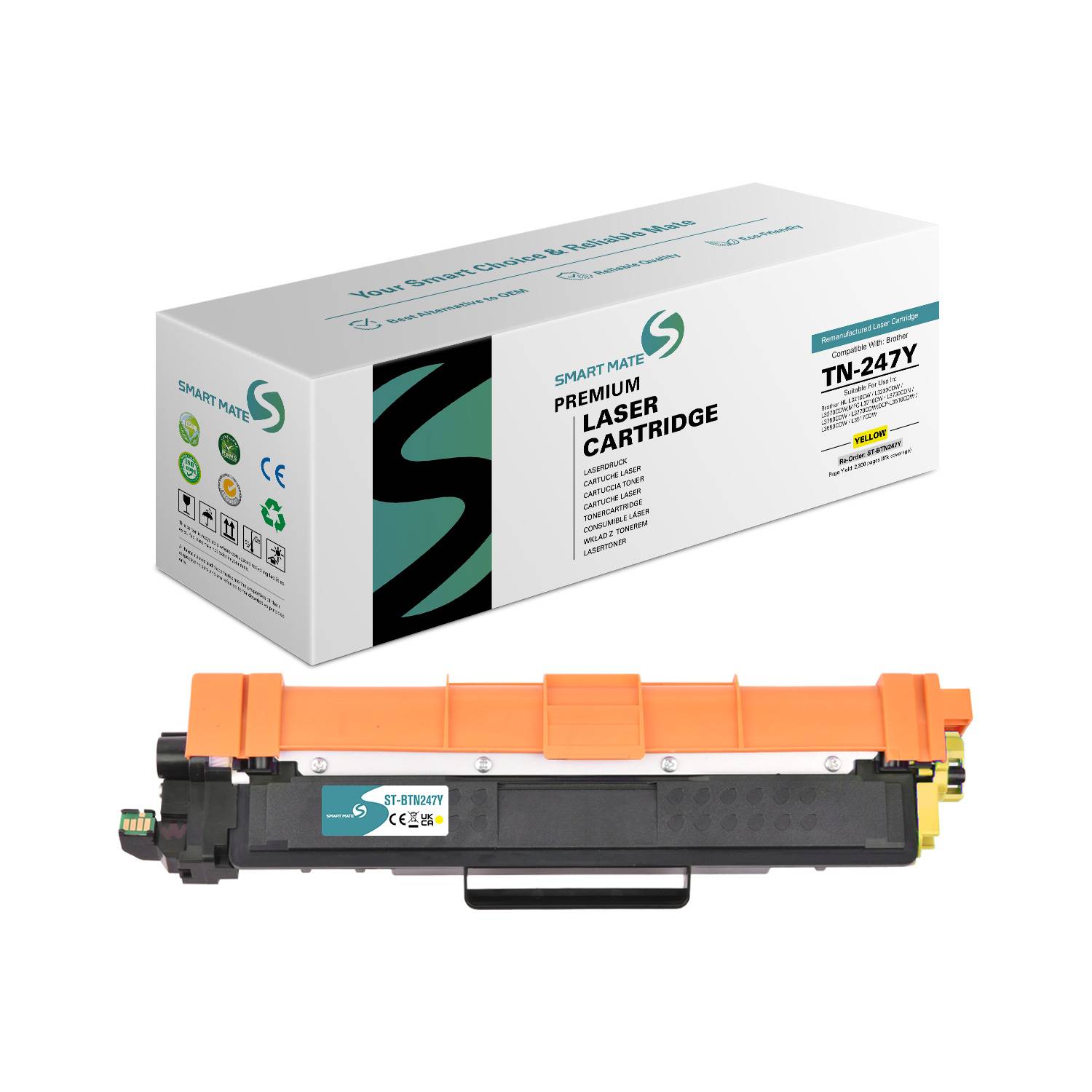 SmartMate wiederaufbereiteter Laser Toner Patrone für Brother TN-242Y Gelb