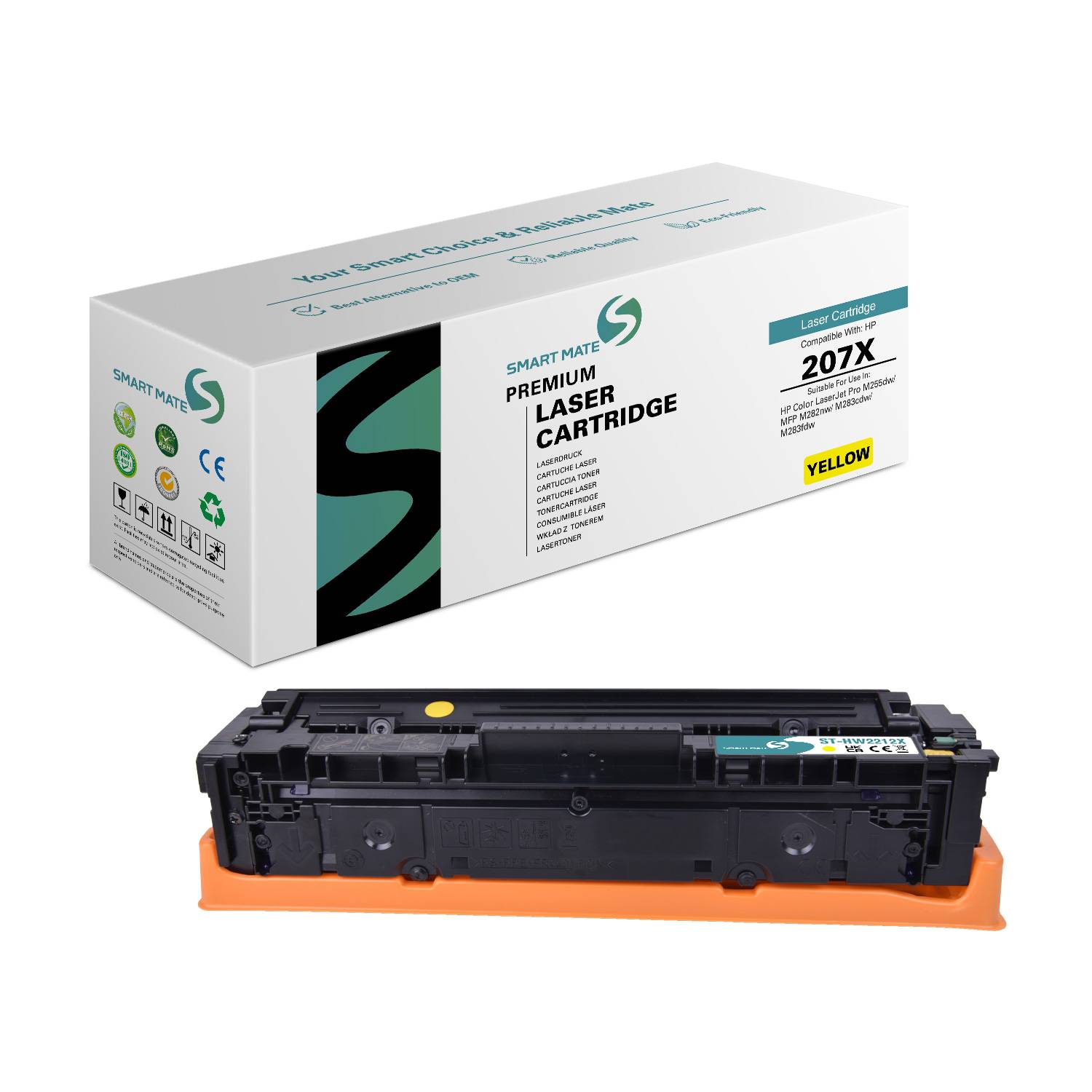 SmartMate wiederaufbereiteter Laser Toner Patrone für HP W2212X (207X) Gelb